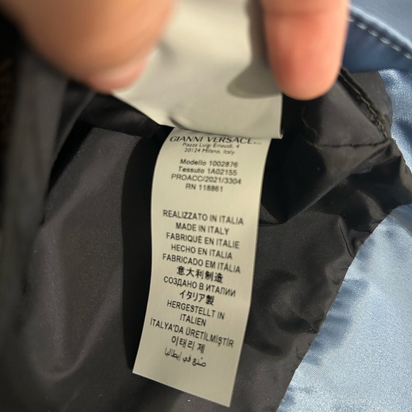 Versace Black and Blue Bag with Gold Medusa Logo